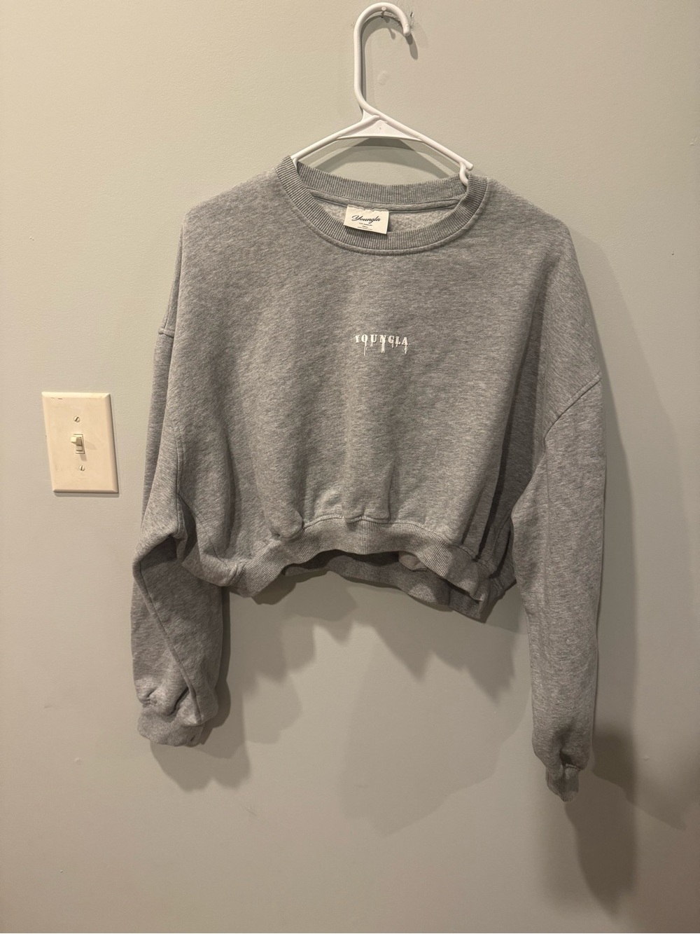 YoungLA Grey Cropped Crew Sweatshirt